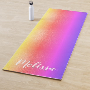 Tapis De Yoga Nom personnalisé Arc-en-ciel