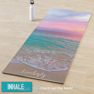 Tapis De Yoga Nom personnalisé Belle plage de coucher de soleil