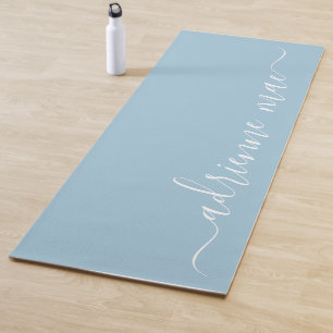 Tapis De Yoga Nom personnalisé bleu doux réversible