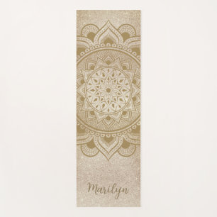 Tapis De Yoga Nom personnalisé Mandala Om Gold Parties scintilla