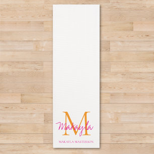 Tapis De Yoga Nom personnalisé Monogramme rose Script 