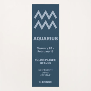 Tapis De Yoga Nom personnalisé / Texte et couleur Zodiac Sign Aq