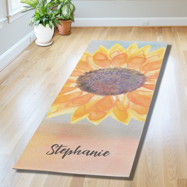 Tapis De Yoga Nom personnalisé Watercolor (Créateur téléchargé)