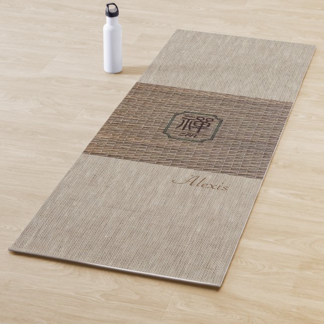 Tapis De Yoga Nom personnalisé Zen Om burlap tatami imprimé yoga (En situation)