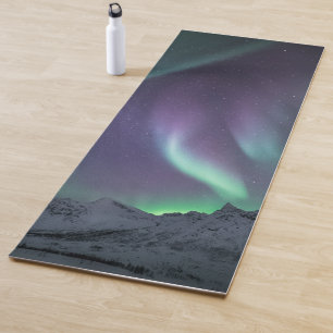 Tapis De Yoga Northern Lights Mountain Nature Photo