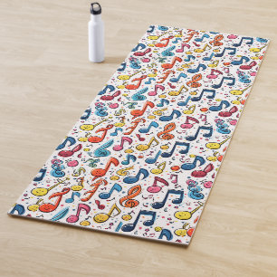 Tapis De Yoga Notes de musique amusantes Design d'art Kawaii