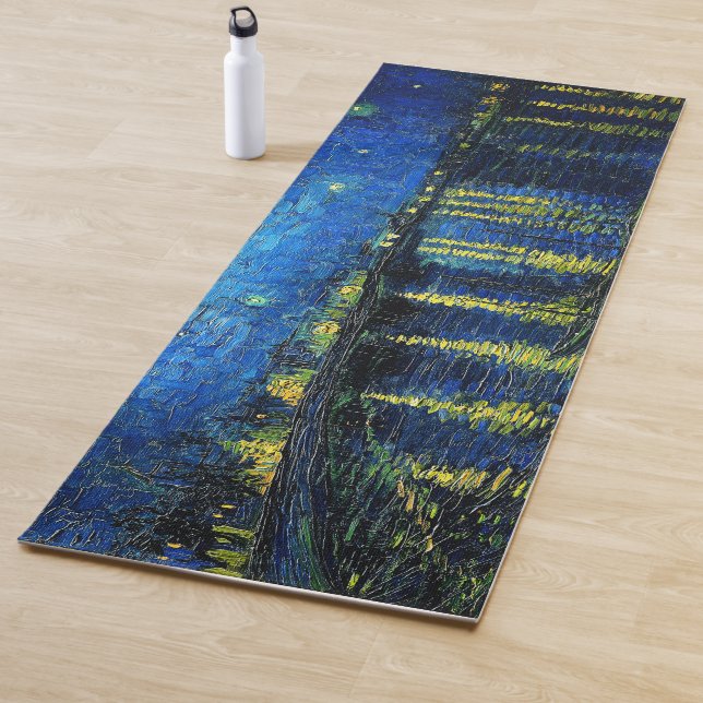 Tapis De Yoga Nuit étoilée sur le Rhône par Vincent Van Gogh (En situation)