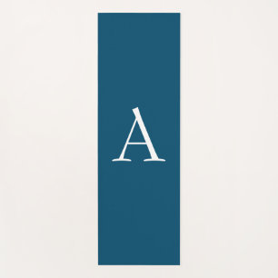 Tapis De Yoga Océan Bleu Plaine Élégant Monogramme moderne Initi