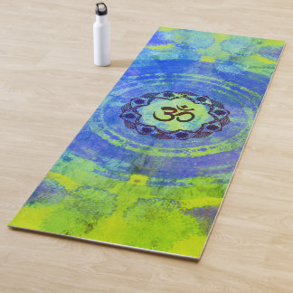 Tapis De Yoga Ohm symbole, mandala - vert