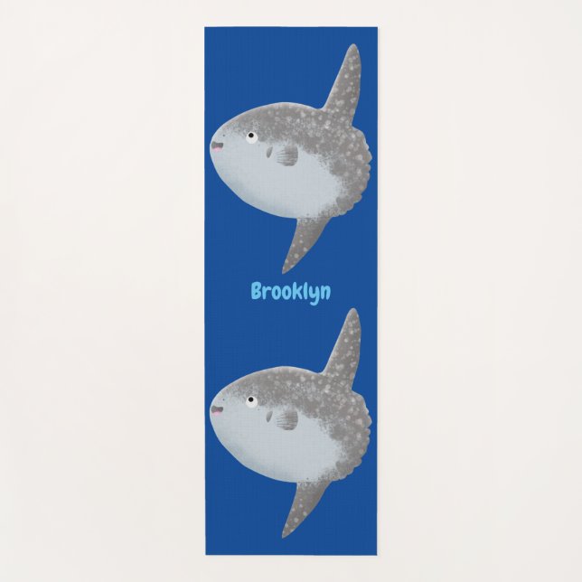 Tapis De Yoga Oiseau de mer mola mola mignonne caricature (Devant)