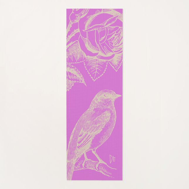 Tapis De Yoga Oiseau et Rose Lilac Yoga Mat (Devant)