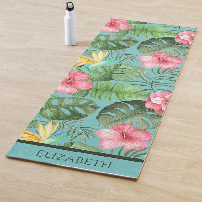 Tapis De Yoga Oiseau hawaïen tropical du Paradis Floral (En situation)