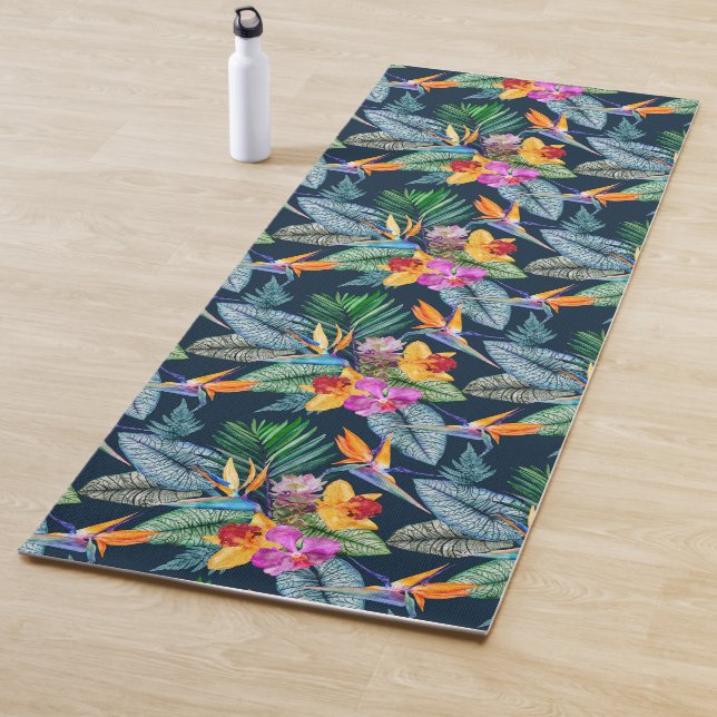 Tapis De Yoga Oiseau Tropical Du Paradis Et De L'Orchidée (En situation)