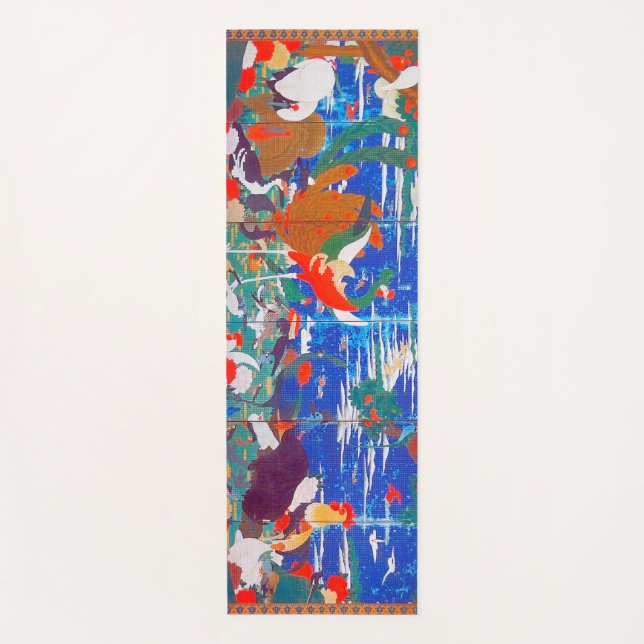 Tapis De Yoga Oiseaux, animaux et Plantes floraux (à gauche) Jak (Devant)