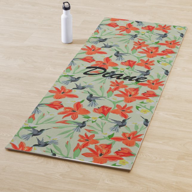 Tapis De Yoga Oiseaux Et Fleurs (En situation)