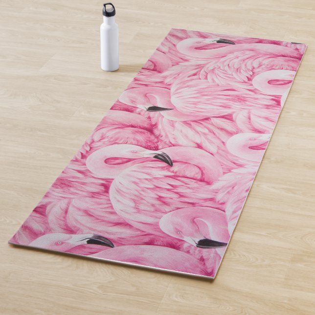 Tapis De Yoga Oiseaux Flamants roses roses (En situation)