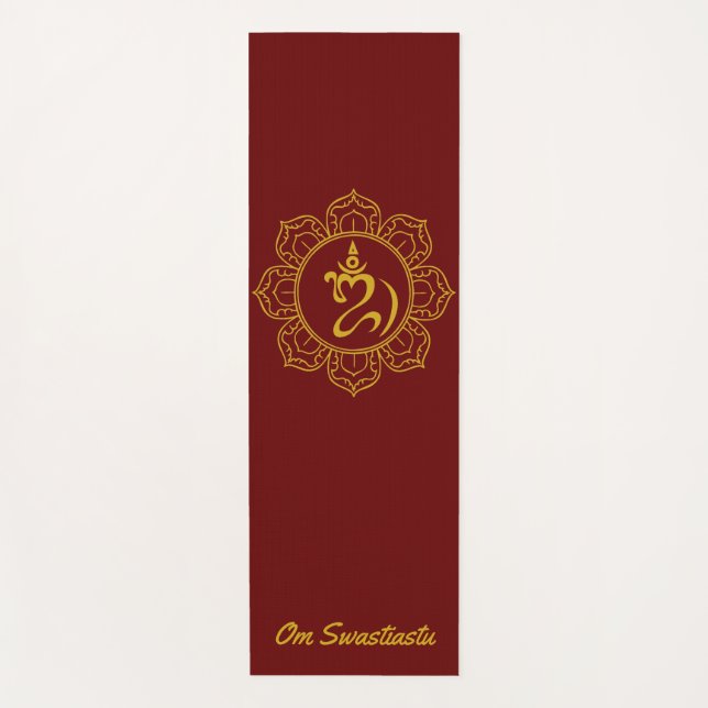 Tapis De Yoga Om balinais d'or avec Lotus Yoga Mat (Devant)