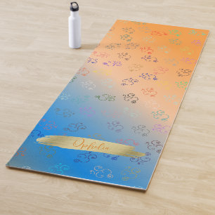 Tapis De Yoga OM du chaos   Orange & Ombre Bleu, Joli Om