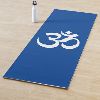 Tapis De Yoga Om Symbole Ohm Yoga Spirituelle Bleu Profond