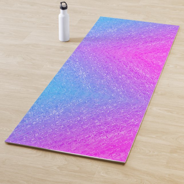 Tapis De Yoga Ombre bleu violet rose (En situation)