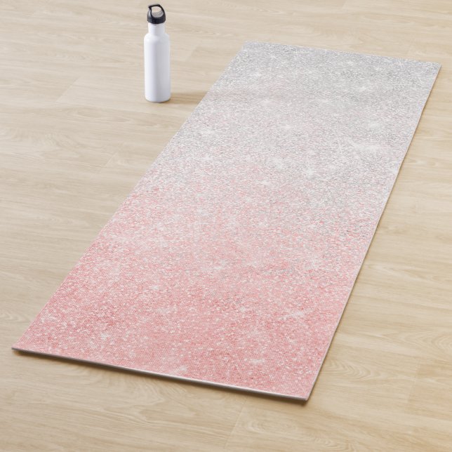 Tapis De Yoga Ombre de Parties scintillant en argent et rose (En situation)