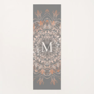 Tapis De Yoga Or Gris Et Rose   Monogramme Mandala