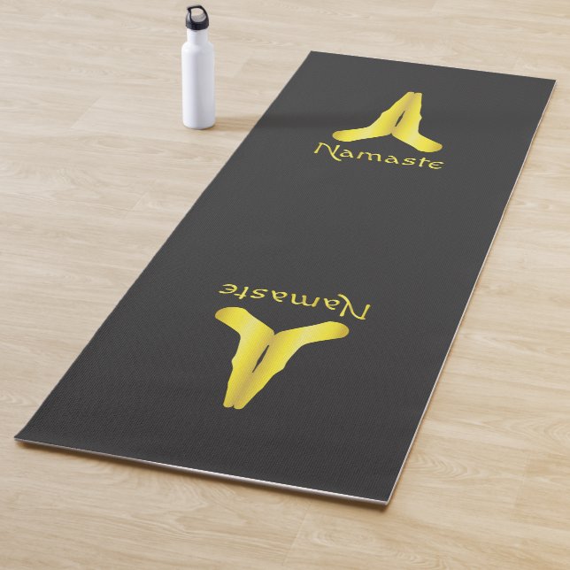 Tapis De Yoga Or sur Black Namaste Mudra Mains Yoga Mat (En situation)