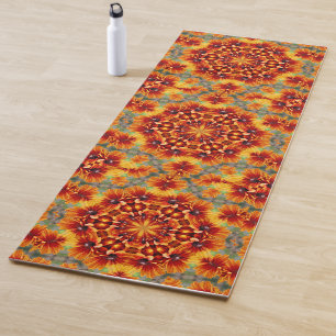 Tapis De Yoga Orange Black Eyed Susan Daisy Abstrait
