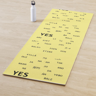 Tapis De Yoga Oui et Non dans différentes langues en jaune