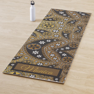 Tapis De Yoga Paisley céleste Floral Nom personnalisé