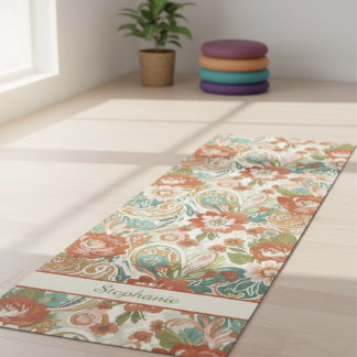 Tapis De Yoga Paisley Floral Yoga Mat - Custom Name Mat