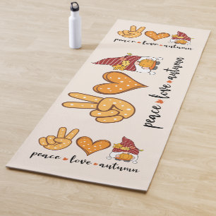 Tapis De Yoga Paix, Amour & Automne - Gnome, Coeur & Symbole
