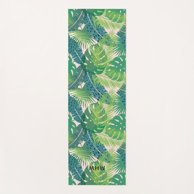 Tapis De Yoga Palm Leaf Motif personnalisé monogramme de yoga ma (Devant)