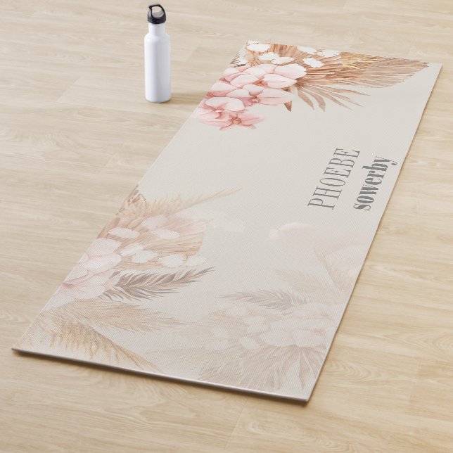 Tapis De Yoga Pampas Grass Fête des mariées Floral Terracotta (En situation)