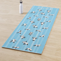 Tapis de yoga Panda Bleu Nom personnalisé identiqu
