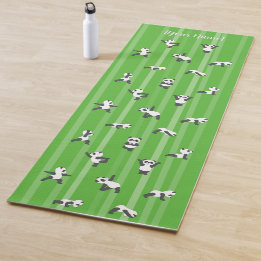 Tapis de yoga Panda Vert Nom personnalisé sur les