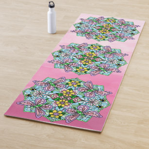 Tapis De Yoga Papillon d'art dessiné à la main Mandala violet co