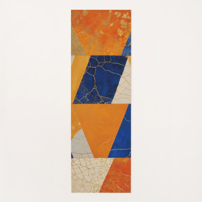 Tapis De Yoga Paralellogramme à crème bleue orange (Devant)