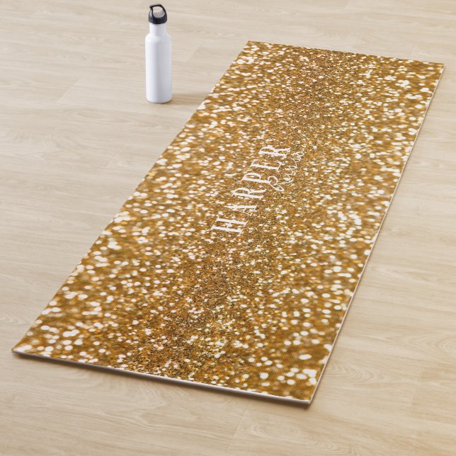 Tapis De Yoga Parties scintillant d'or Nom personnalisé Yoga Mat (En situation)