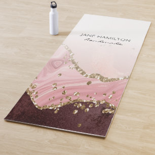 Tapis De Yoga Parties scintillant en marbre rose Agate Mat