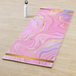 Tapis De Yoga Parties scintillant en marbre rose violet or