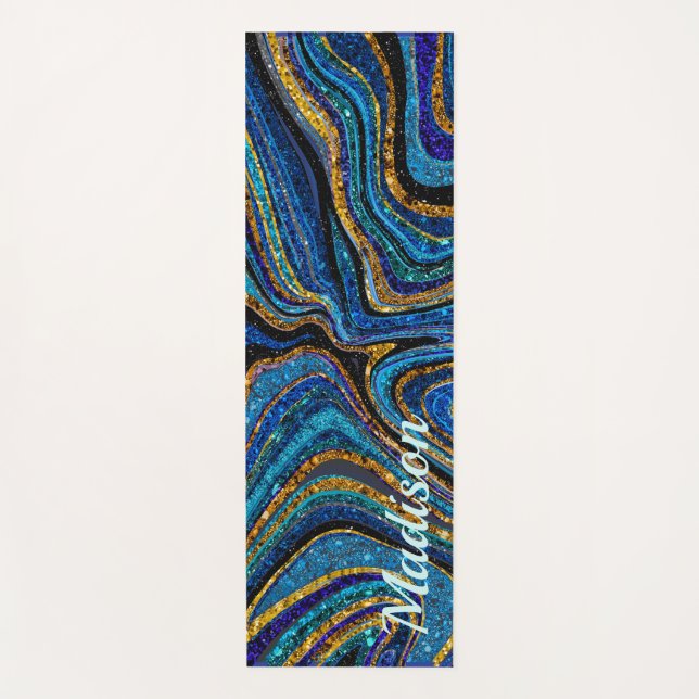 Tapis De Yoga Parties scintillant en verre étincelante marbre bl (Devant)