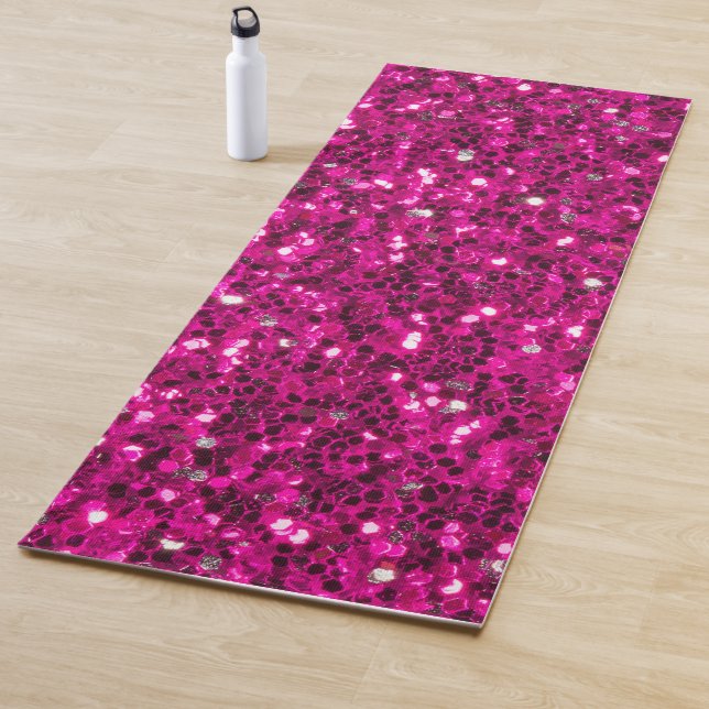 Tapis De Yoga Parties scintillant étincelante rose chaud (En situation)