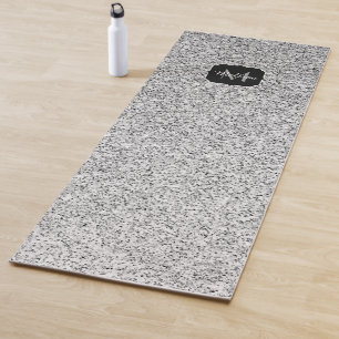 Tapis De Yoga Parties scintillant gris argent scintille Monogram