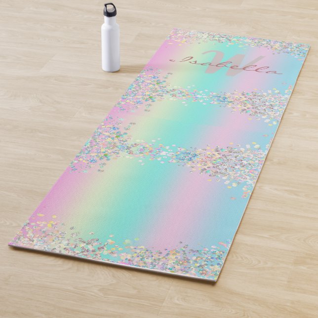Tapis De Yoga Parties scintillant holographique Unicorn (En situation)