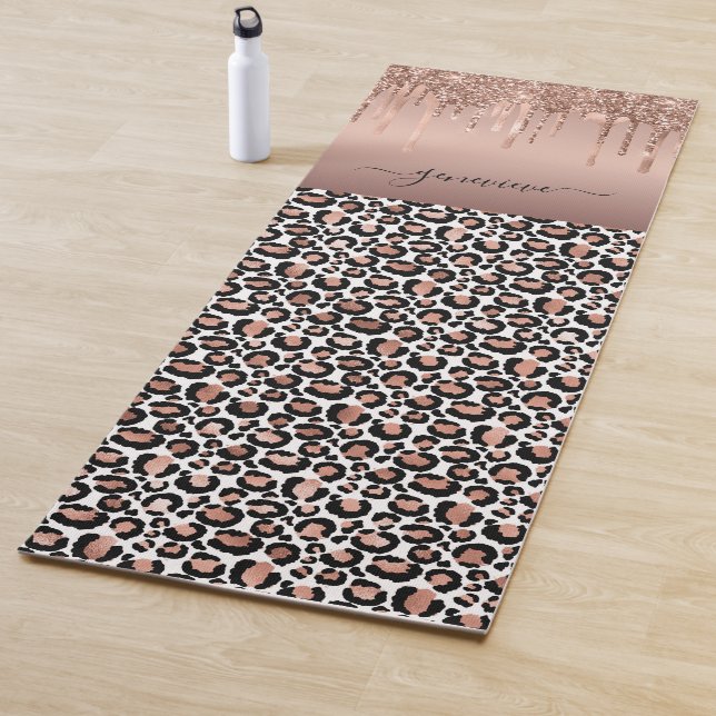 Tapis De Yoga Parties scintillant Léopard Rose Gold Girly (En situation)