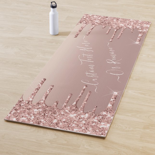 Tapis De Yoga Parties scintillant rose Gold Blush - Votre texte (En situation)