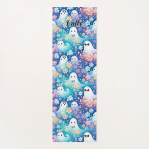 Tapis De Yoga Pastel Halloween Cute Ghost Retro Floral Girl