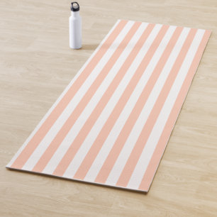 Tapis De Yoga Pastel Orange Peach Stripes Couleur Solide