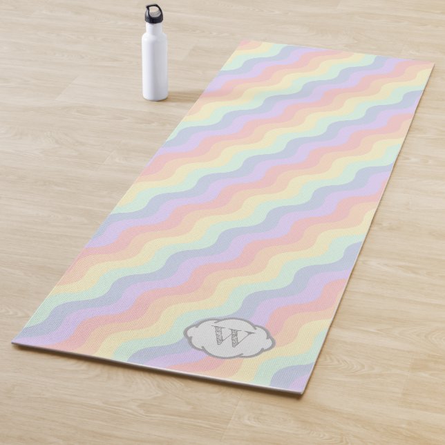 Tapis De Yoga Pastel Rainbow Waves Yoga Mat (En situation)